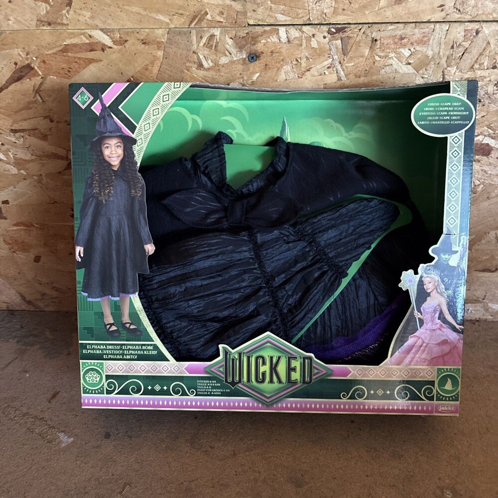 Universal's Wicked Deluxe Elphaba Black Dress & Accessories Girl Child Dress up